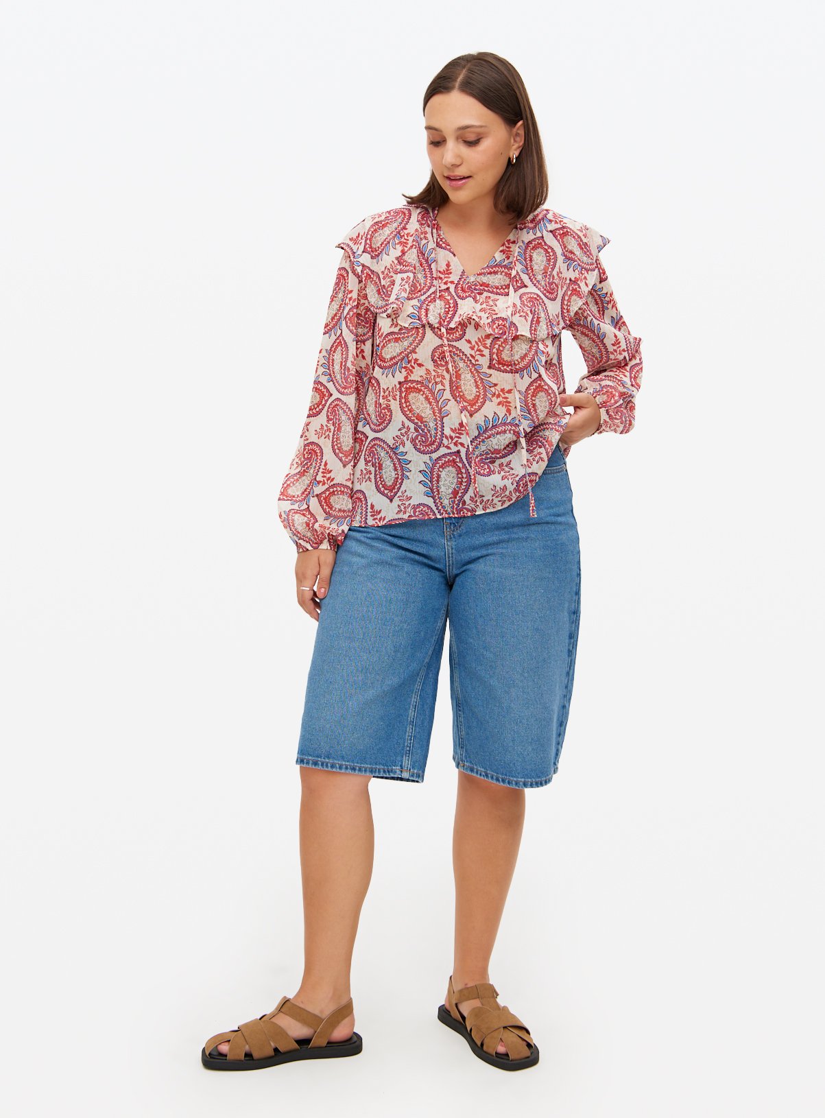 Red Paisley Printed Boho Blouse 14 - Image 2 thumbnail